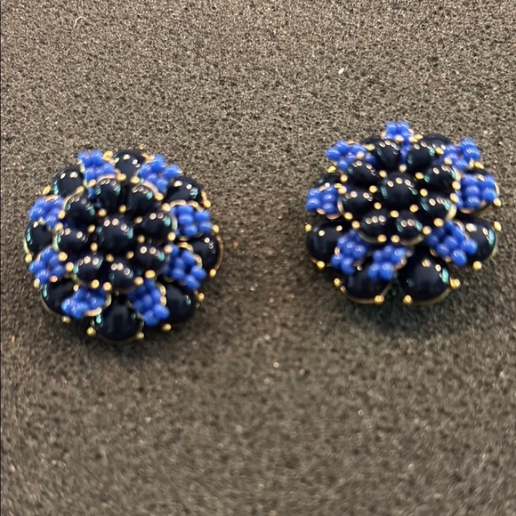 J. Crew Blue and Gold Sunburst Earrings - Picture 1 of 3